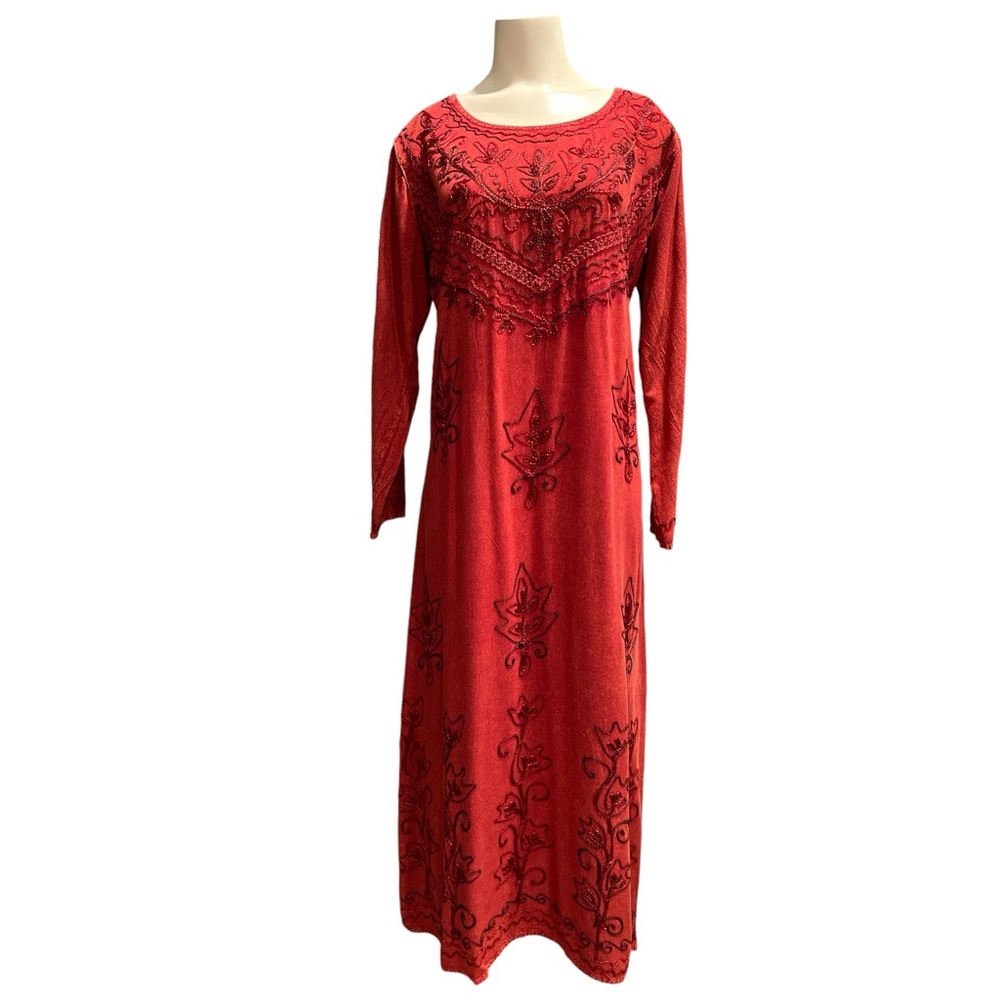90s Ananda’s Collection Rayon Embroidered Dress XL